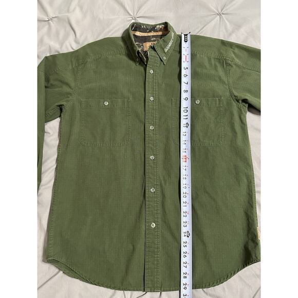 Mossy Oak Mens Size Medium Dark Hunter Green Long Sleeves Button Front - Picture 12 of 13